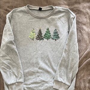 Gray Holiday Tree Sweater